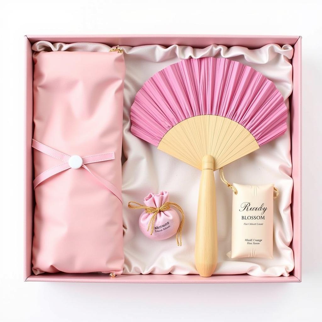 Exquisite hand fan sakura pink gift set