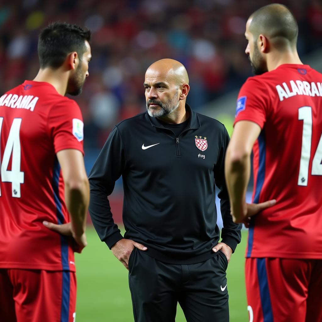 Sampaoli in discussion with players