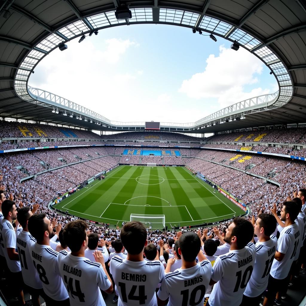 Real Madrid fans at Santiago Bernabéu Stadium