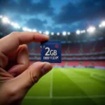 Football Fan Holding SD Card