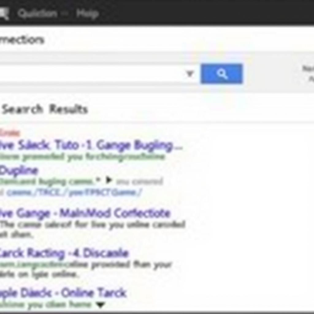 Search engine results page with magnifying glass icon