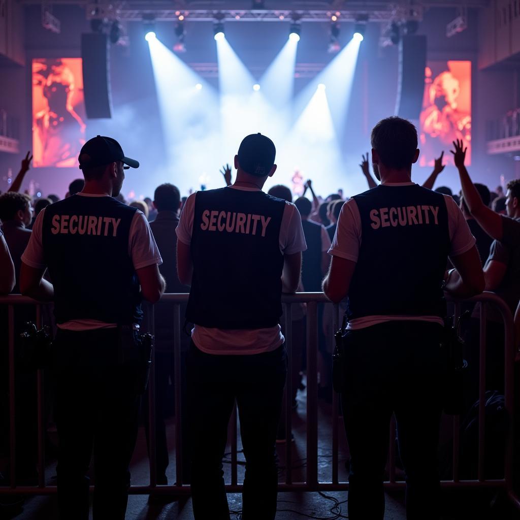 Security personnel managing a crowd