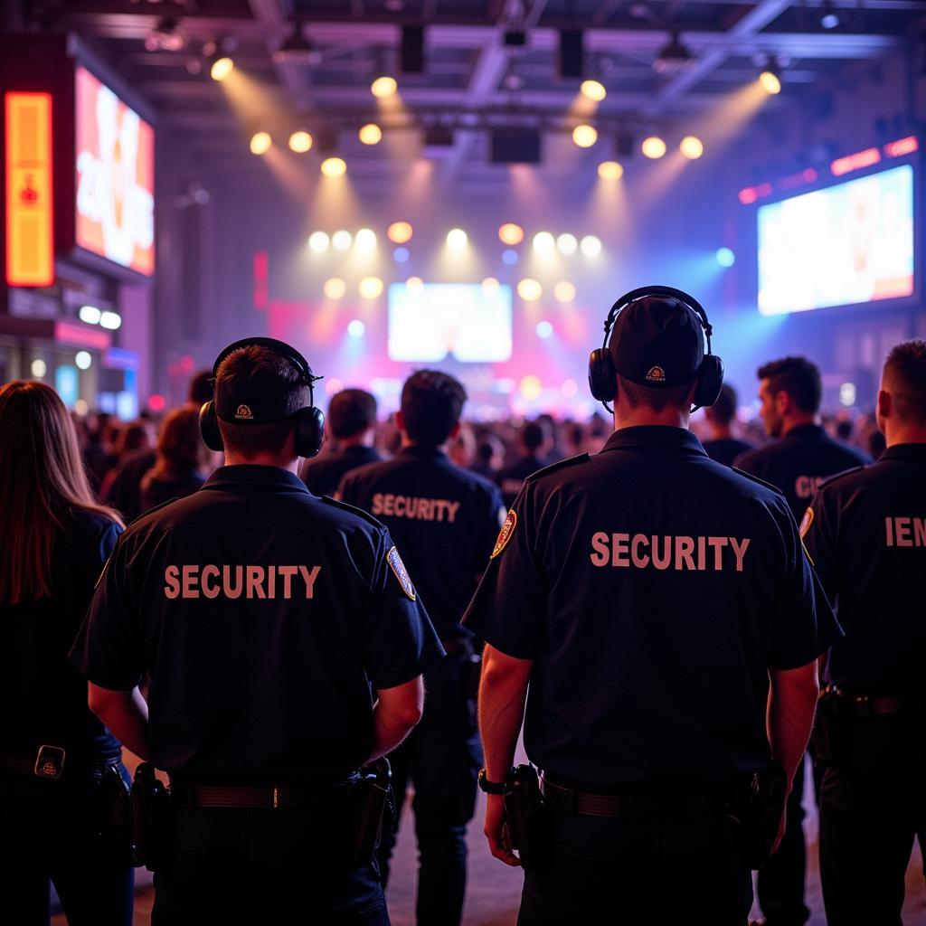 Security personnel at a concert ensuring safety