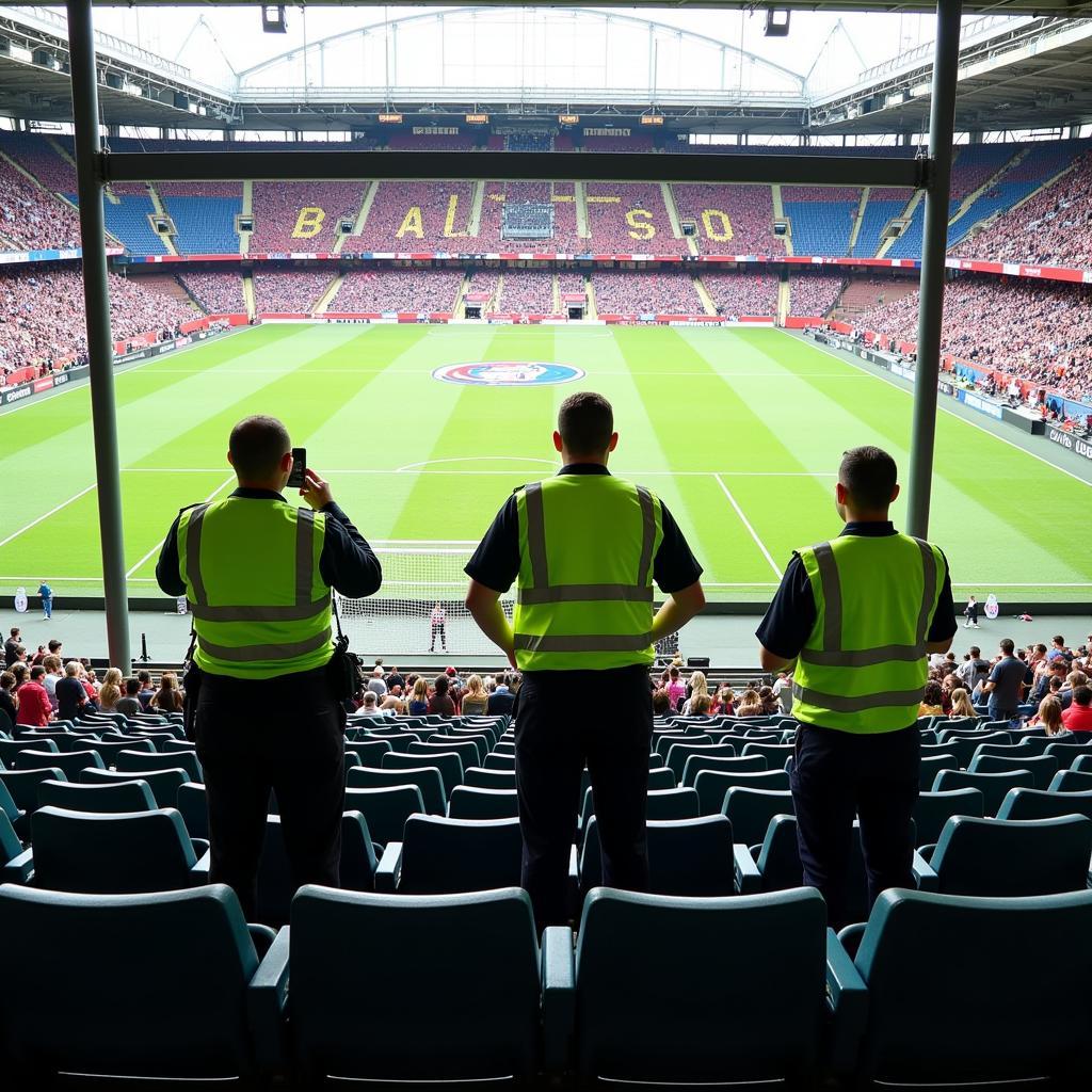 Security personnel at a football stadium entrance