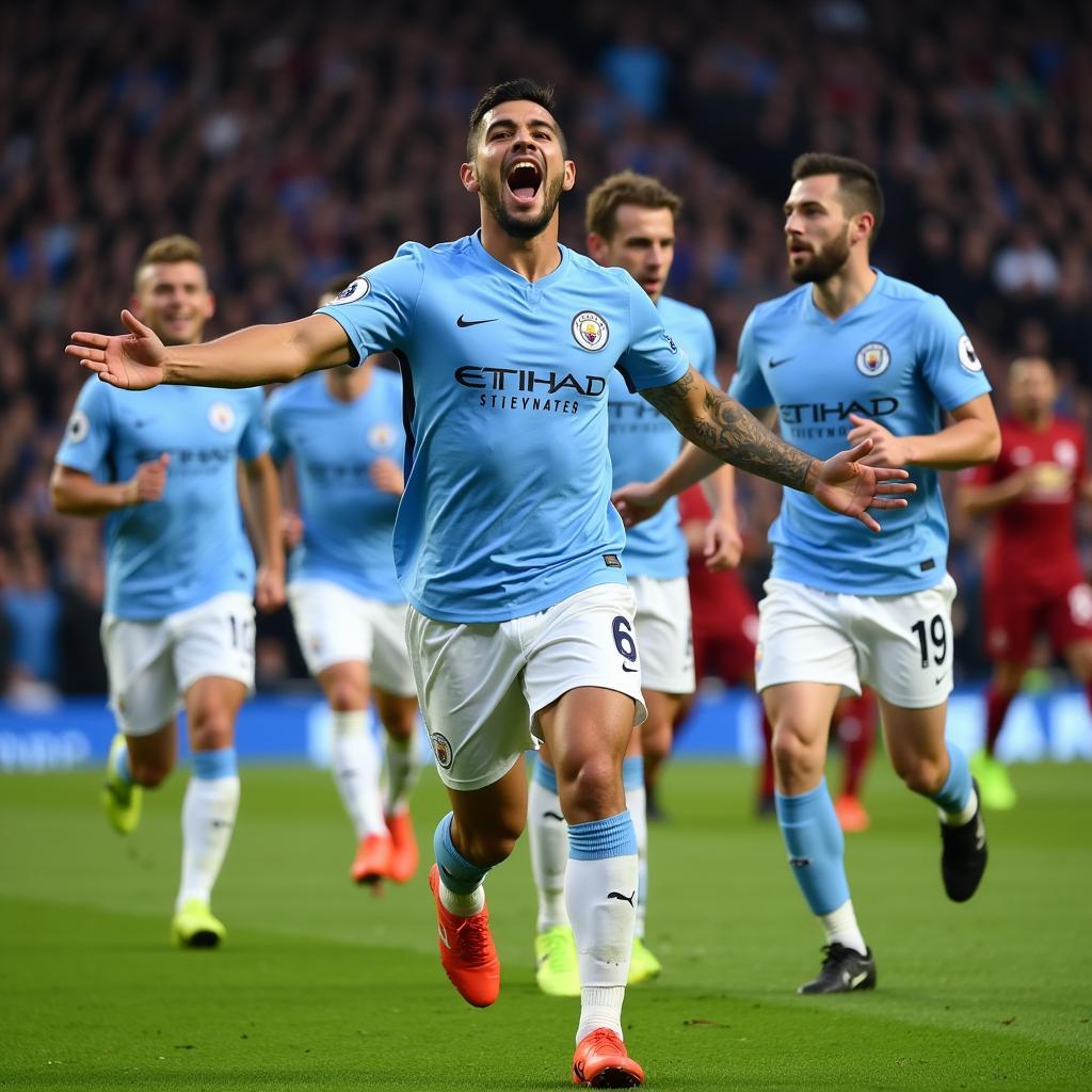 Sergio Aguero celebrating a goal for Manchester City