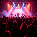 Fans at a concert celebrating their favorite band