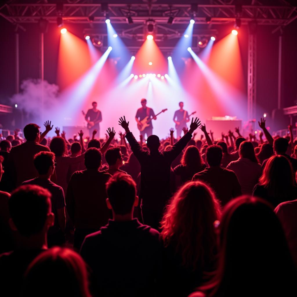 Fans at a concert celebrating their favorite band