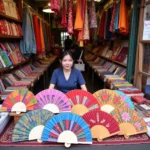 Beautiful Vietnamese Silk Fan at Ben Thanh Market