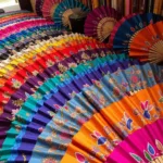 Colorful silk fans displayed in a shop in Ho Chi Minh City