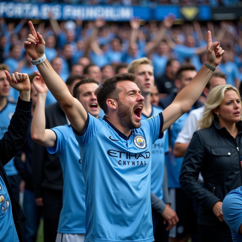 Sky Blue Fans Celebrating a Historic Win