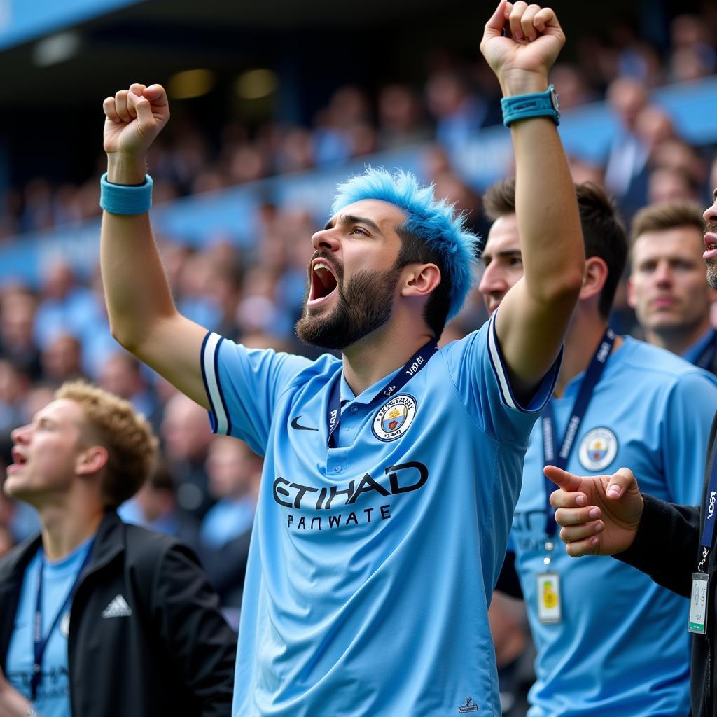 Sky Blue Fans Singing at Etihad Stadium