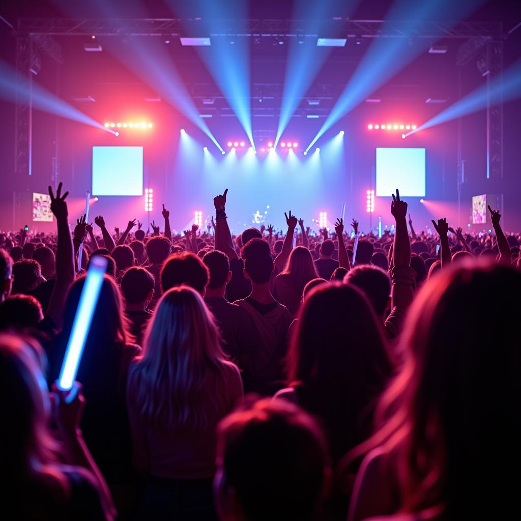 Fans cheering at a concert