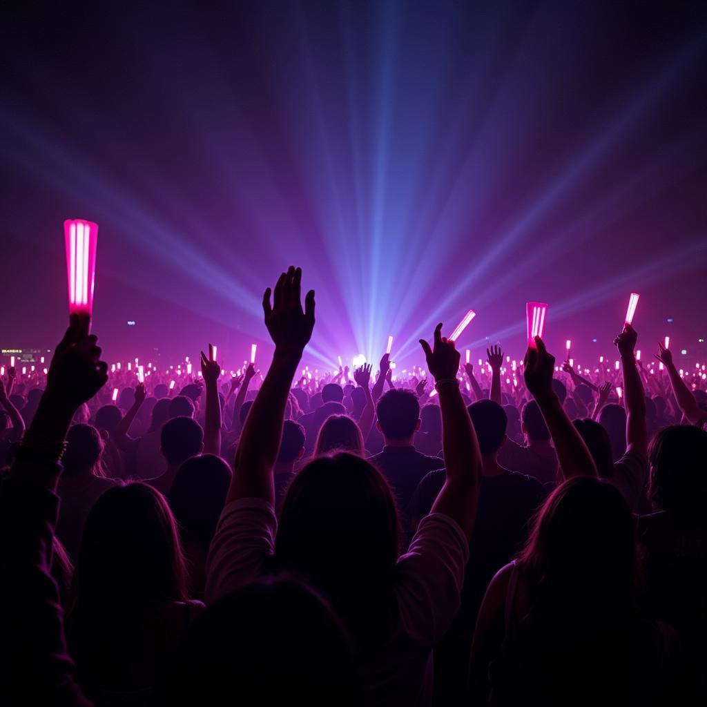 Son Tung M-TP fans holding up lightsticks at a concert