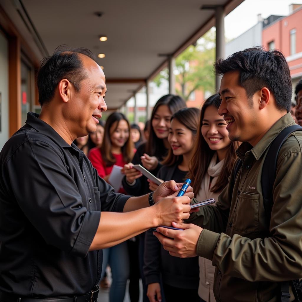 Son Tung interacting with fans at an event