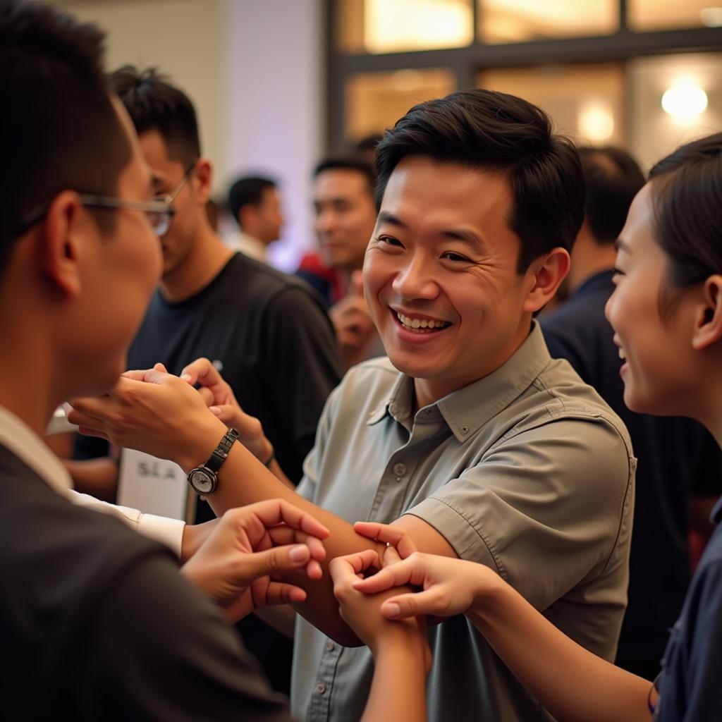 Son Tung M-TP interacting with fans during a meet-and-greet