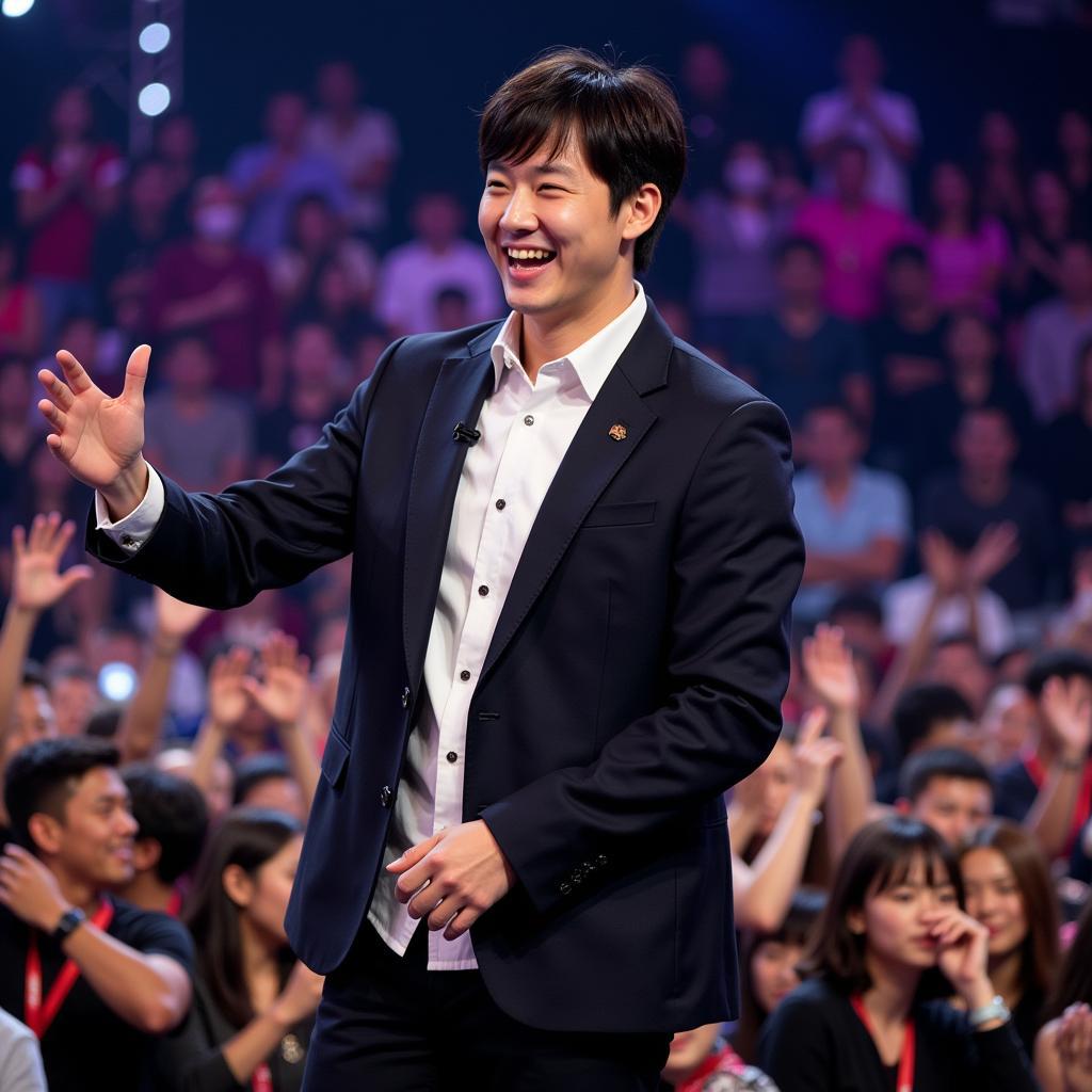 Song Joong Ki on stage at a fan meeting