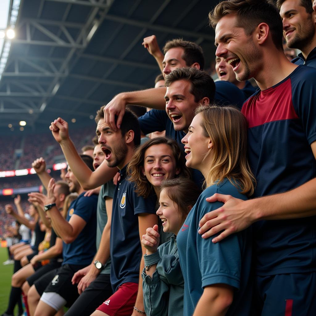 Standing Fans Celebrating a Goal