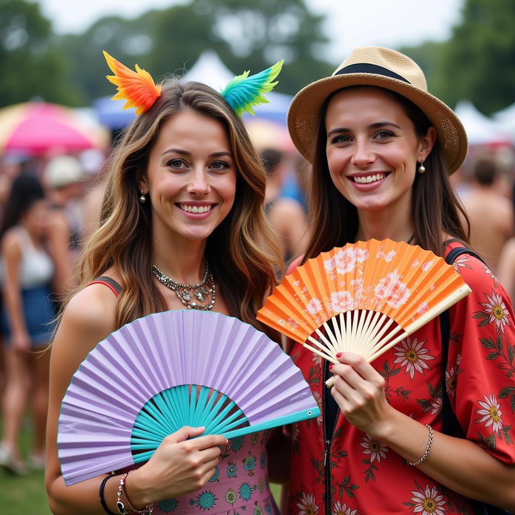 Stylish Handheld Fans at UK Festivals