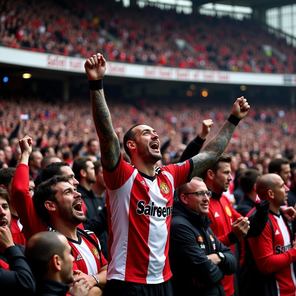 Sunderland fans erupting in joy after a goal