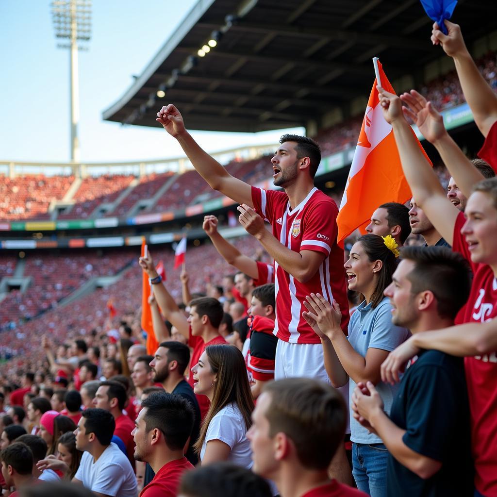 Fans cheering their team