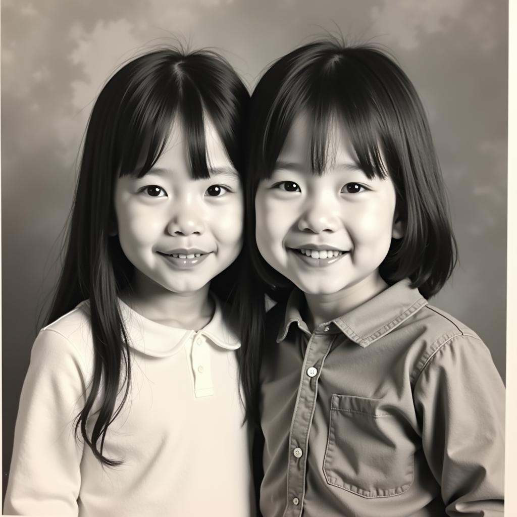 Taeyeon and her brother in a childhood photo