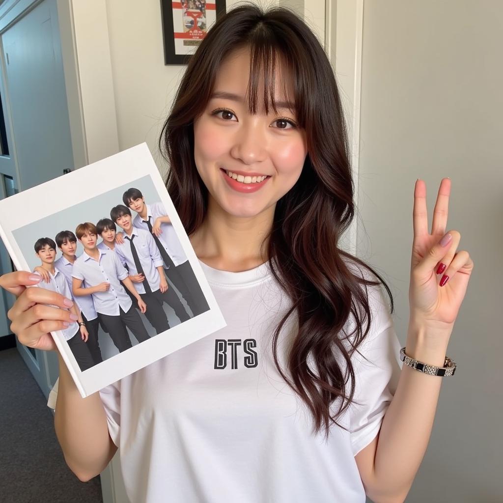 Taeyeon with BTS merchandise