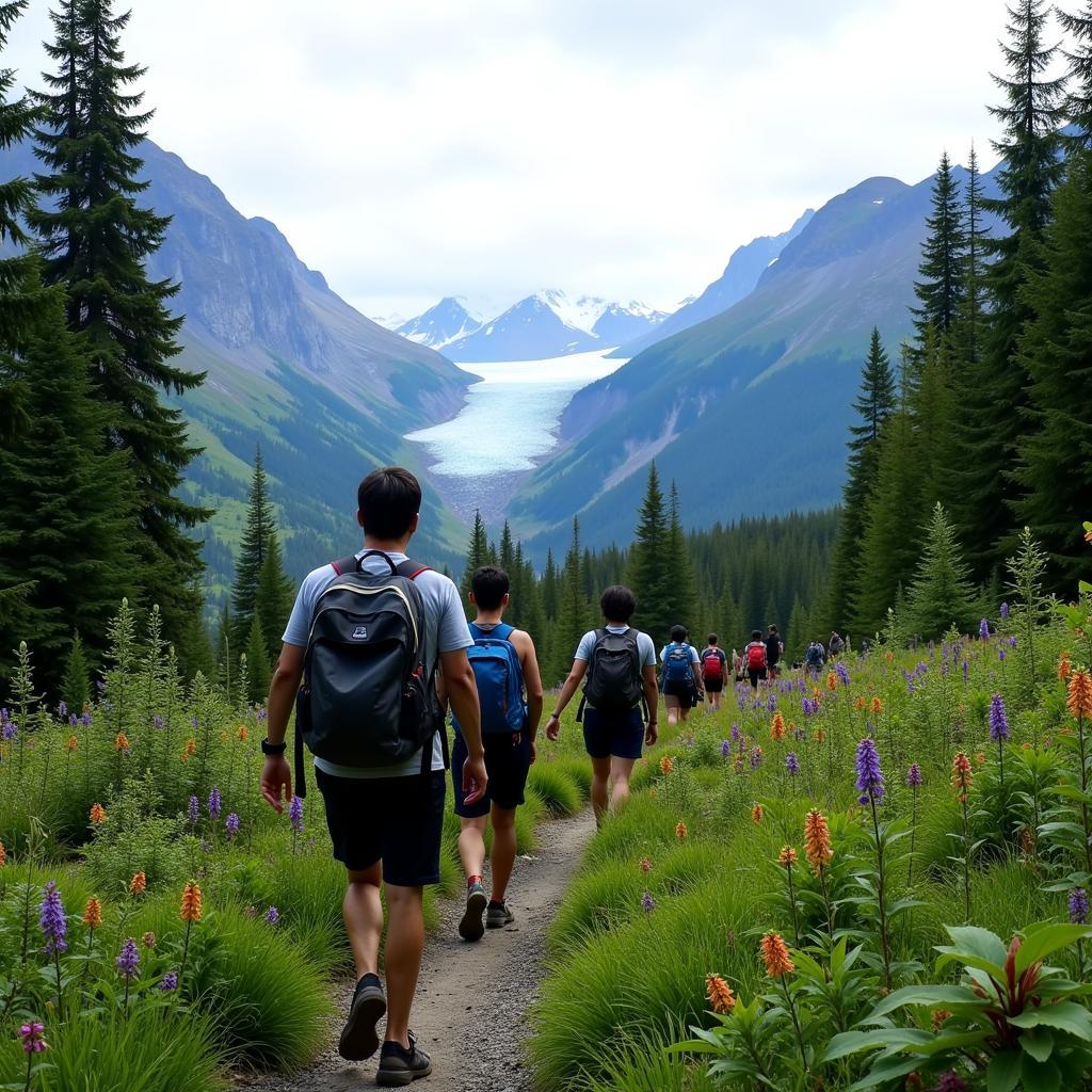 Taiwanese Tourists Exploring Alaskan Wilderness