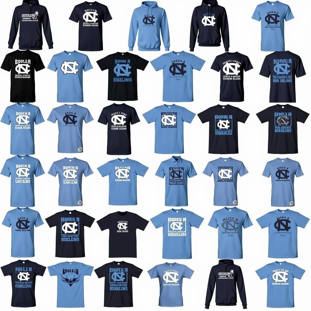 Different styles of Tar Heels shirts