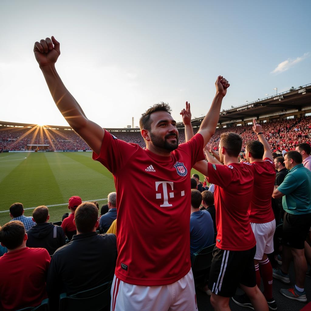  Team celebrates victory with dedicated fans