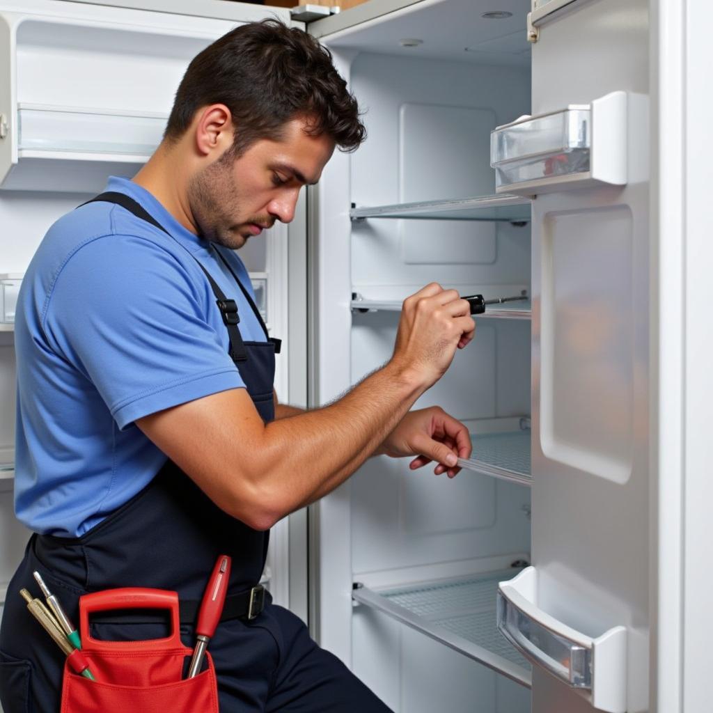 Technician Repairing Freezer