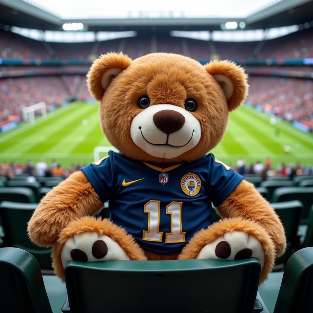 Teddy Bear Wearing Football Jersey in a Stadium