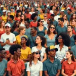 Fans cheering enthusiastically at a tennis match