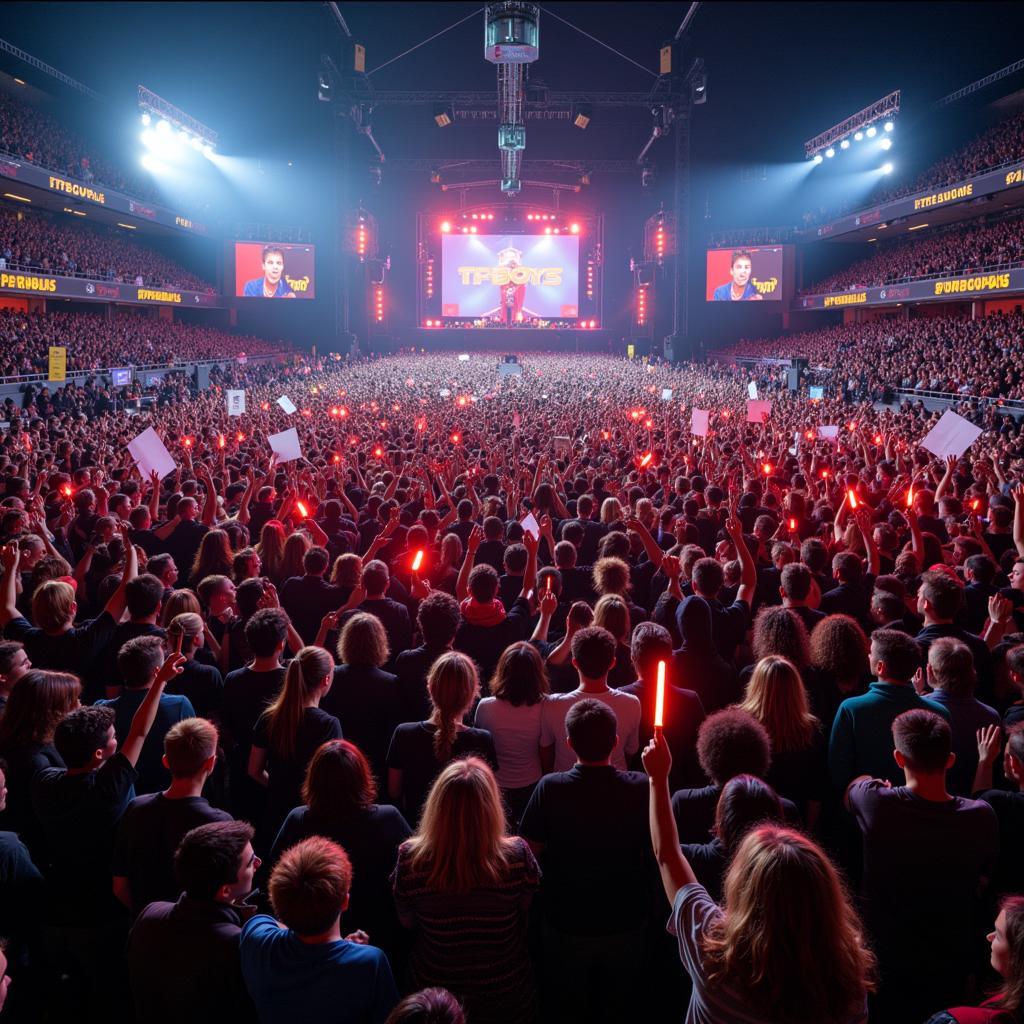 Enthusiastic crowd at the fan meeting