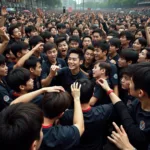 TFBoys fans mobbing the group