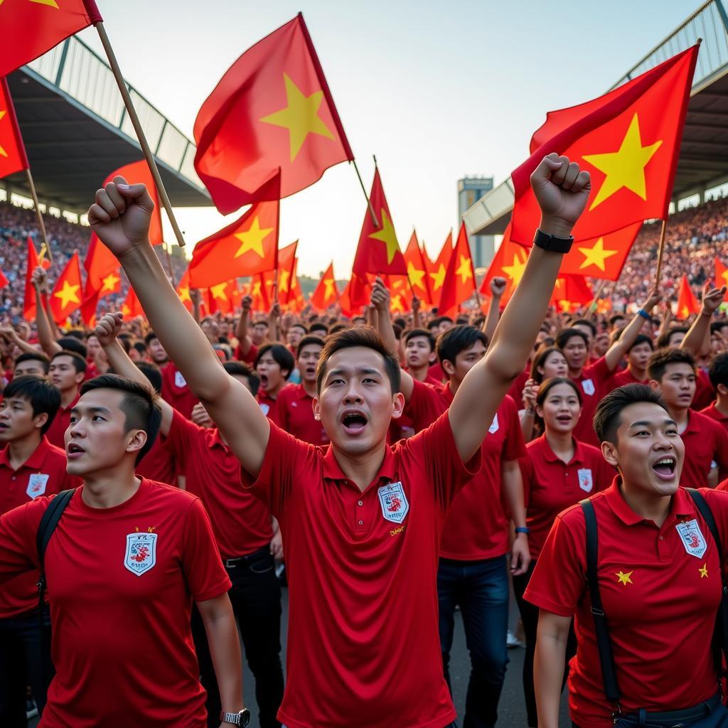 Thai Dinh fans marching to the stadium