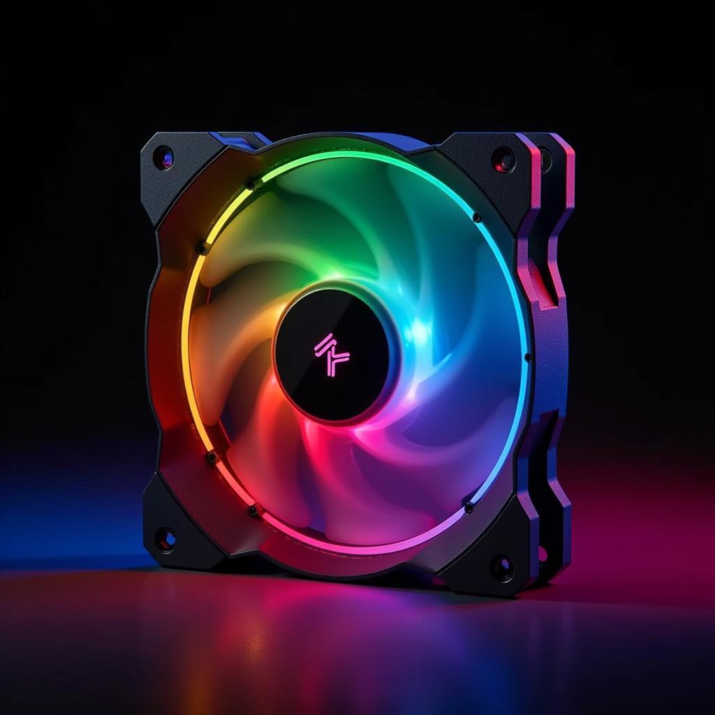 Thermaltake Riing Plus 20cm RGB fan showcasing vibrant lighting effects