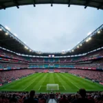 Empty Stadium with Scattered Fans