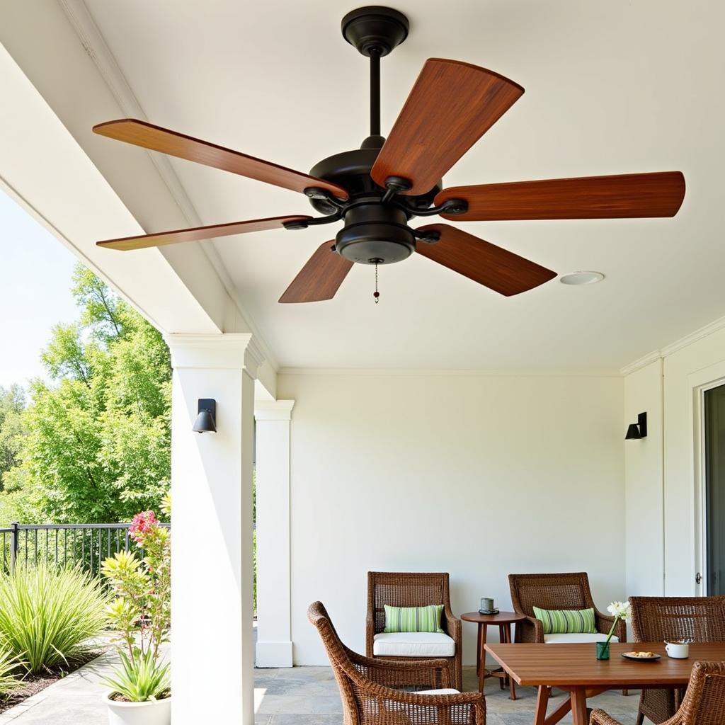 Tropical Style Ceiling Fan on an Outdoor Patio 