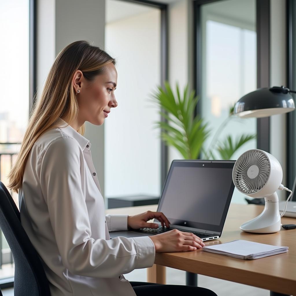 Turbo Desk Fan in Office Setting