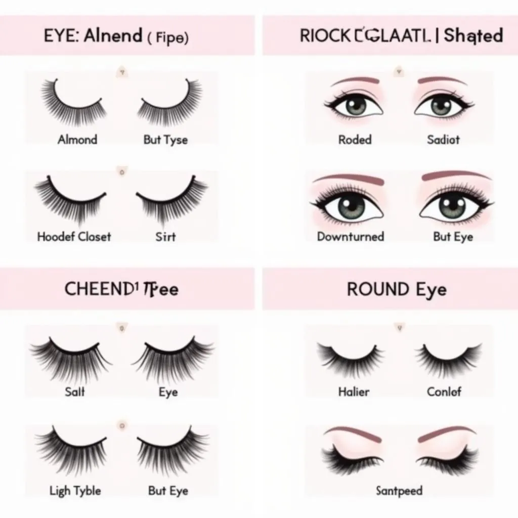 Types of pre-made eyelashes for different eye shapes