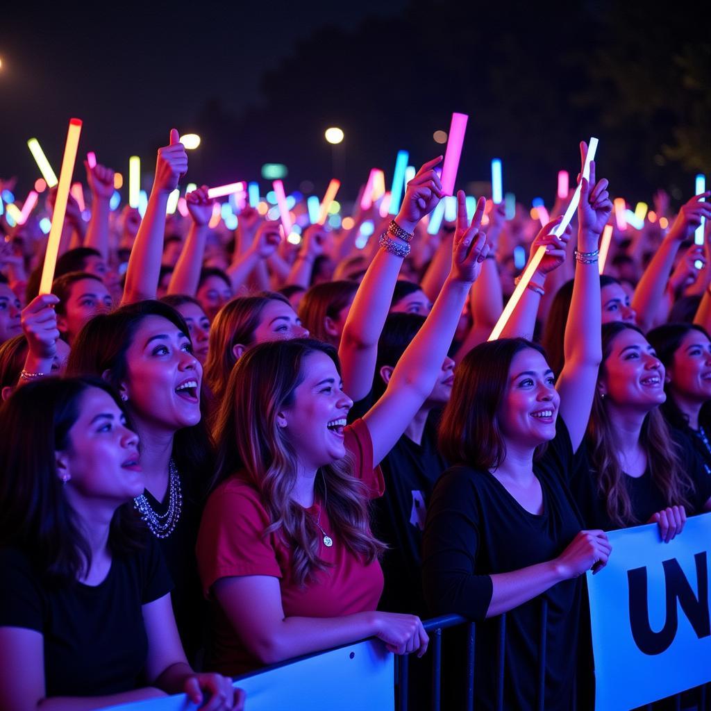 Uni5 fans cheering at a concert