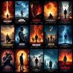 Movie posters showcasing different genres