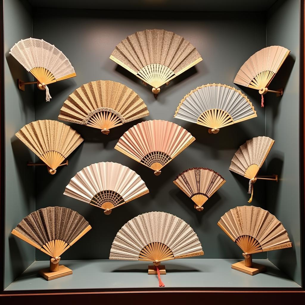 Victorian Fan Collection in a Museum Display