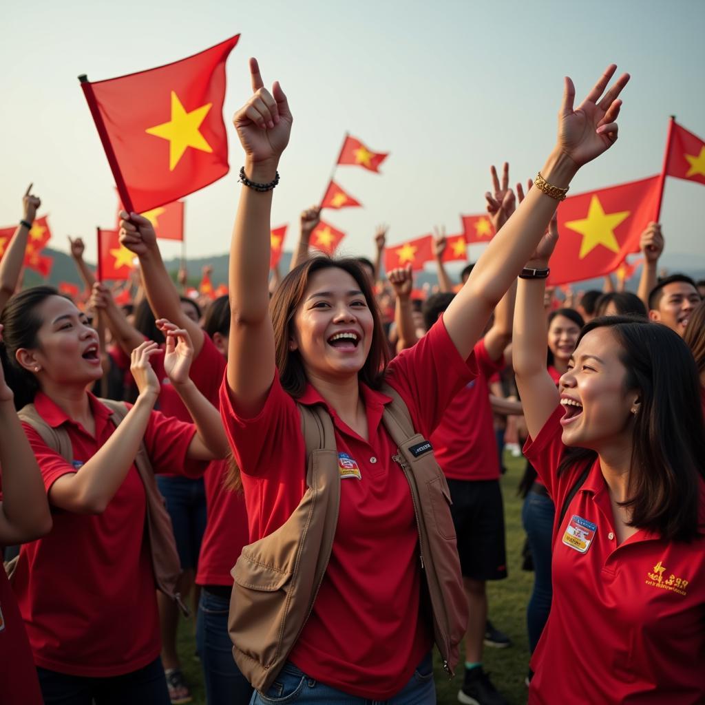 Vietnamese People Celebrating Victory