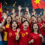 Vietnamese football fans cheering