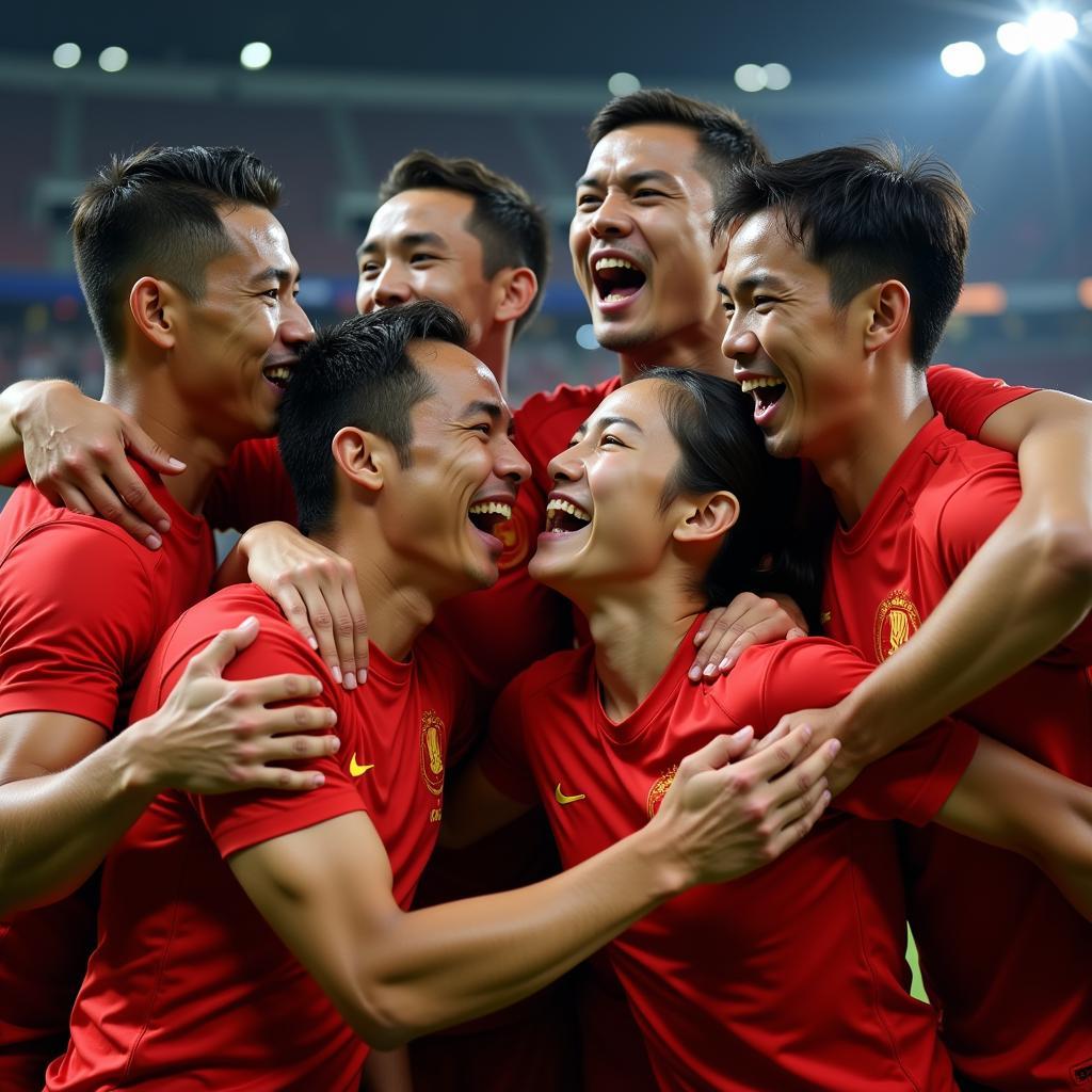 Vietnamese players celebrating a victory