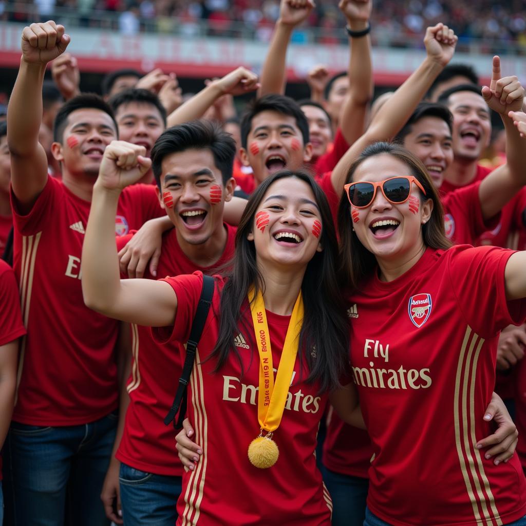 Vietnamese Arsenal fans celebrating a victory