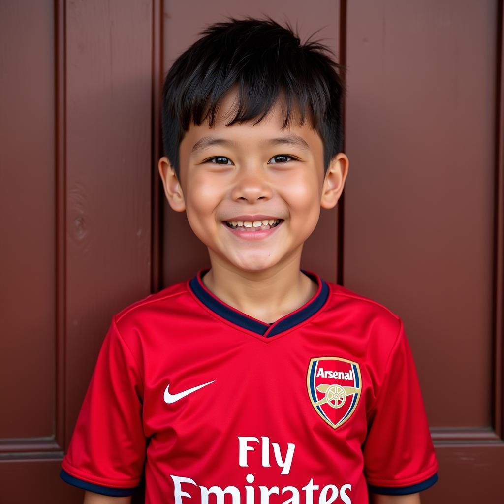 Vietnamese Fan in Arsenal Jersey