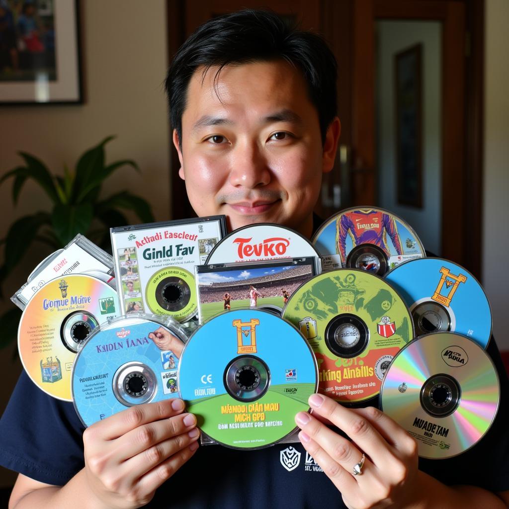 Vietnamese fan with a prized football CD collection