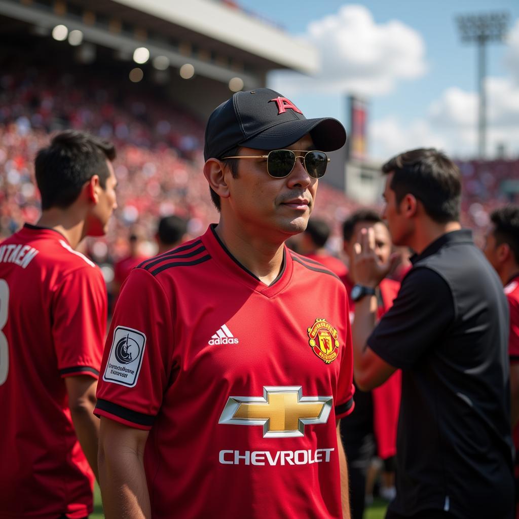 Vietnamese Fan Wearing Man Utd Jersey at Old Trafford